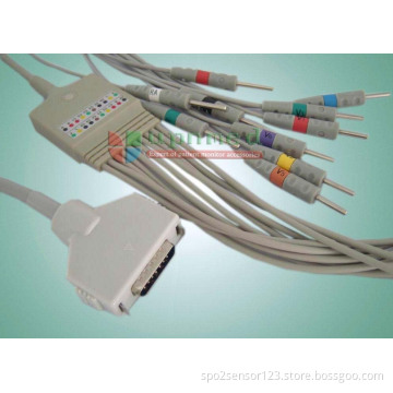 Fukuda one-piece 10-Lead EKG cable with leadwires